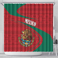 Mexico Coat Of Arms Shower Curtain With Folk Pattern