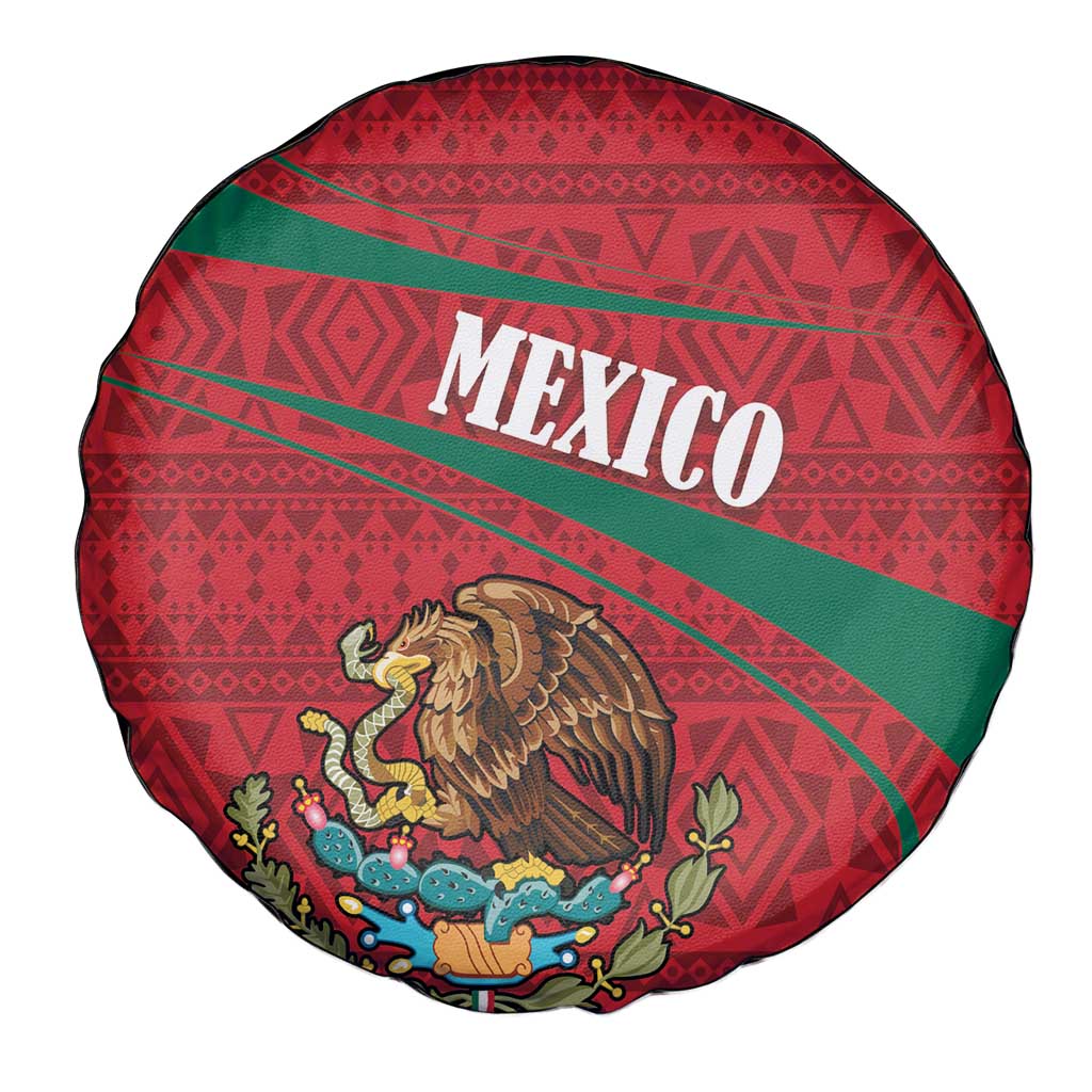 Mexico Coat Of Arms Spare Tire Cover With Folk Pattern - Wonder Print Shop
