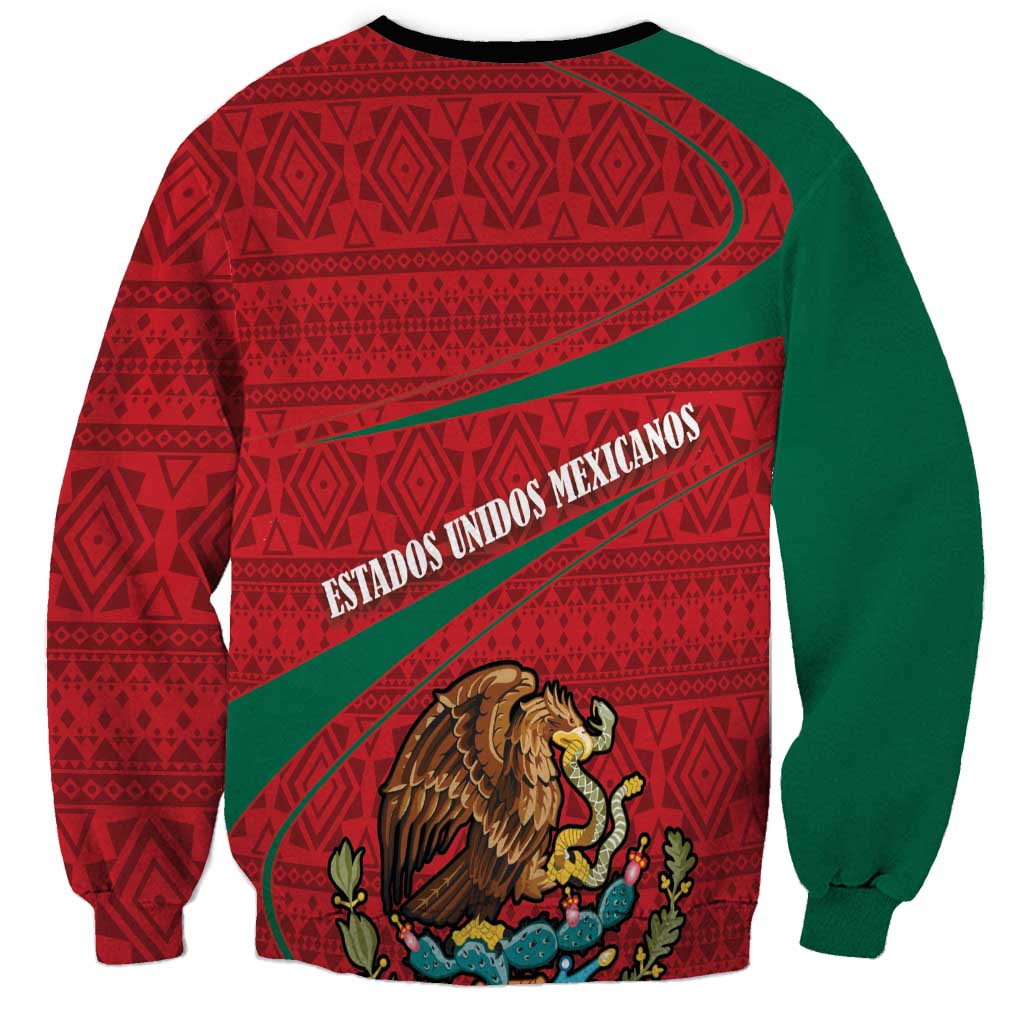 Mexico Coat Of Arms Sweatshirt With Folk Pattern - Wonder Print Shop