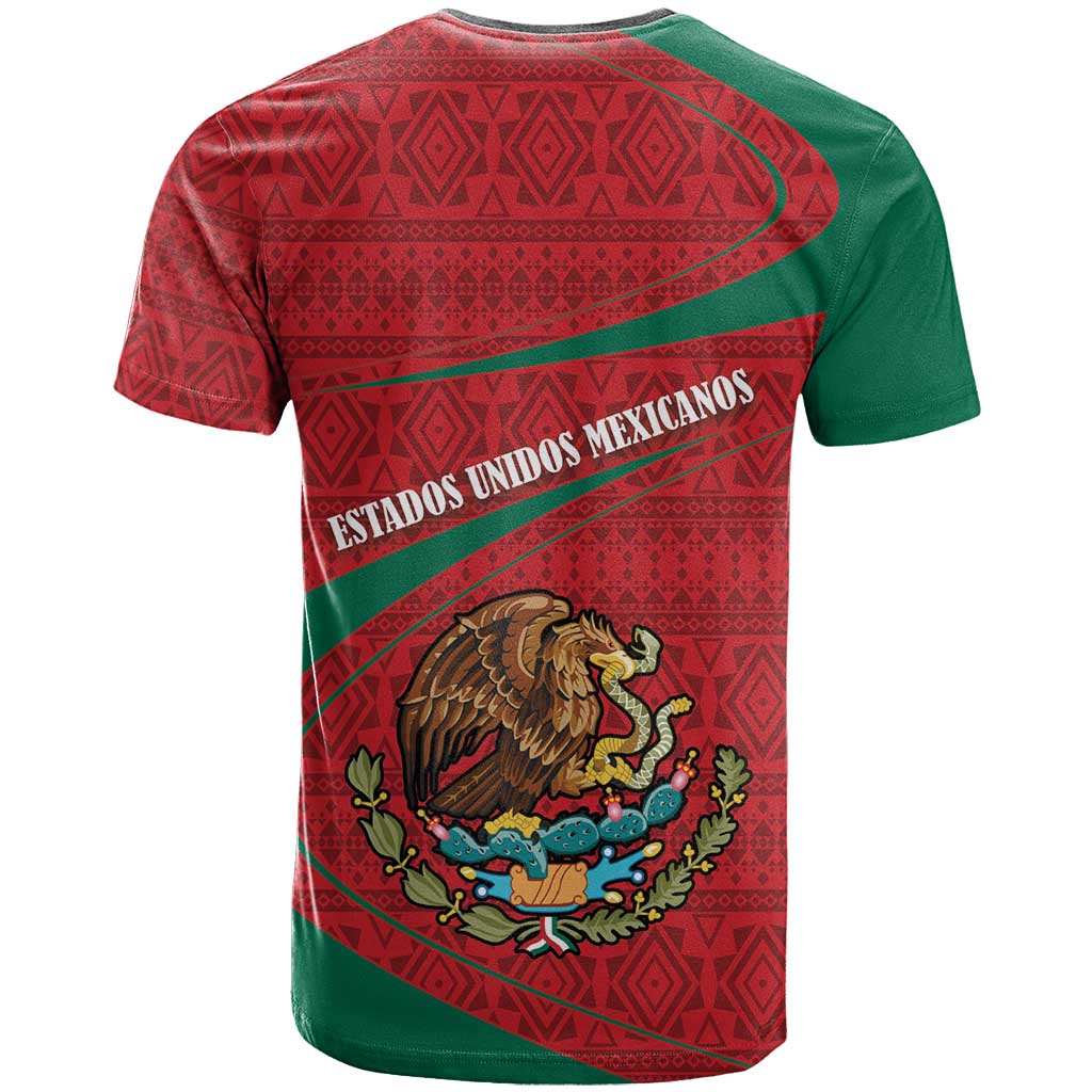 Mexico Coat Of Arms T Shirt With Folk Pattern - Wonder Print Shop