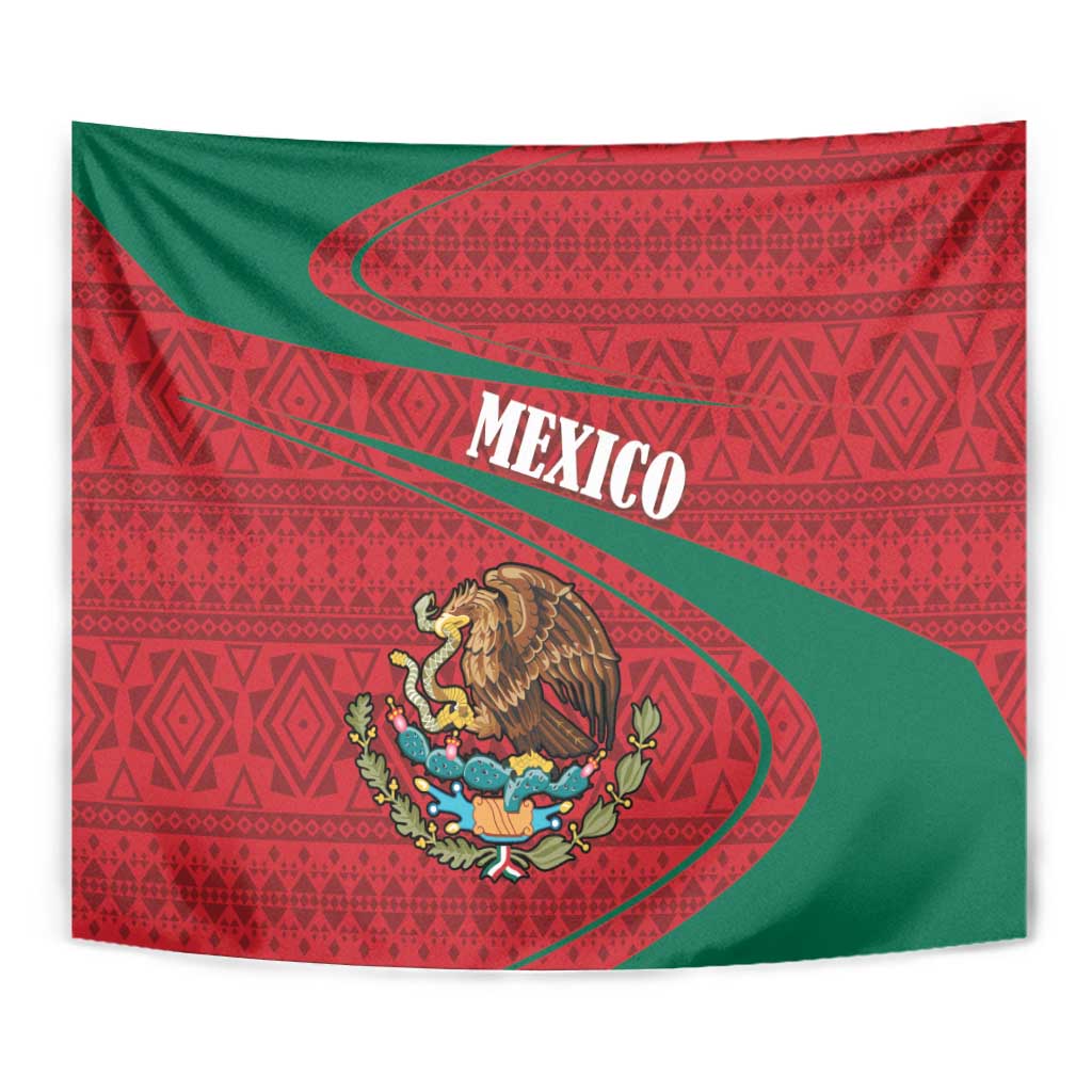Mexico Coat Of Arms Tapestry With Folk Pattern - Wonder Print Shop