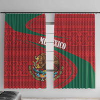 Mexico Coat Of Arms Window Curtain With Folk Pattern - Wonder Print Shop