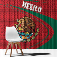 Mexico Coat Of Arms Window Curtain With Folk Pattern - Wonder Print Shop