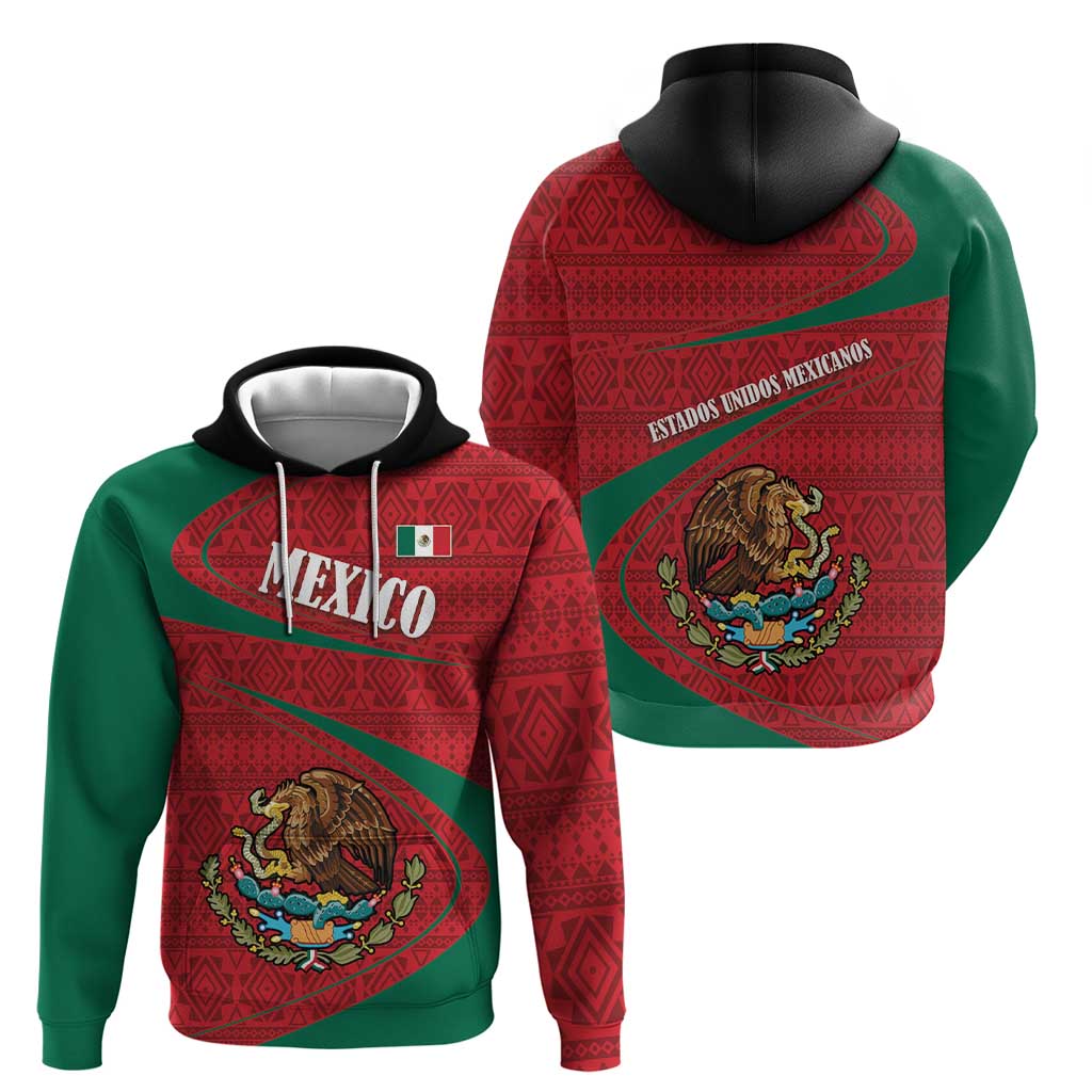 Mexico Coat Of Arms Zip Hoodie With Folk Pattern - Wonder Print Shop
