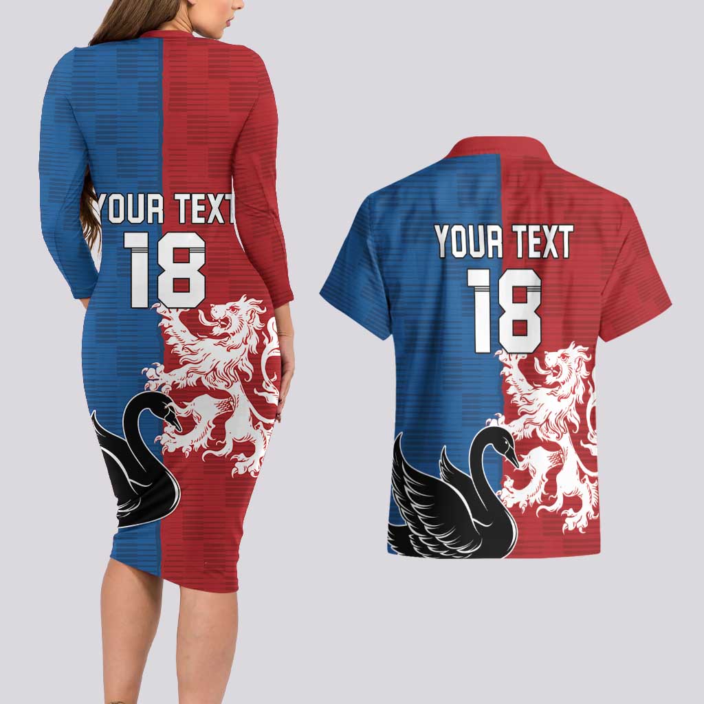 Custom British Lions Western Force Couples Matching Long Sleeve Bodycon Dress and Hawaiian Shirt Unique Style - Wonder Print Shop