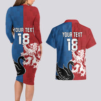 Custom British Lions Western Force Couples Matching Long Sleeve Bodycon Dress and Hawaiian Shirt Unique Style - Wonder Print Shop