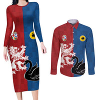 Custom British Lions Western Force Couples Matching Long Sleeve Bodycon Dress and Long Sleeve Button Shirt Unique Style - Wonder Print Shop