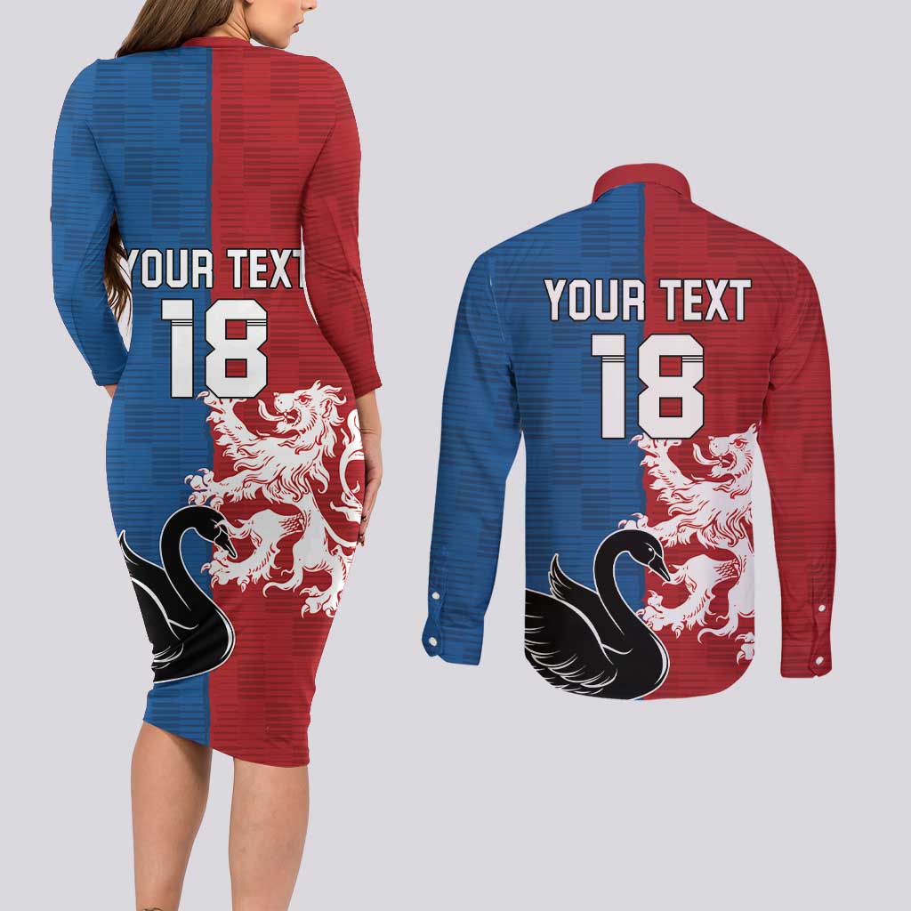Custom British Lions Western Force Couples Matching Long Sleeve Bodycon Dress and Long Sleeve Button Shirt Unique Style - Wonder Print Shop