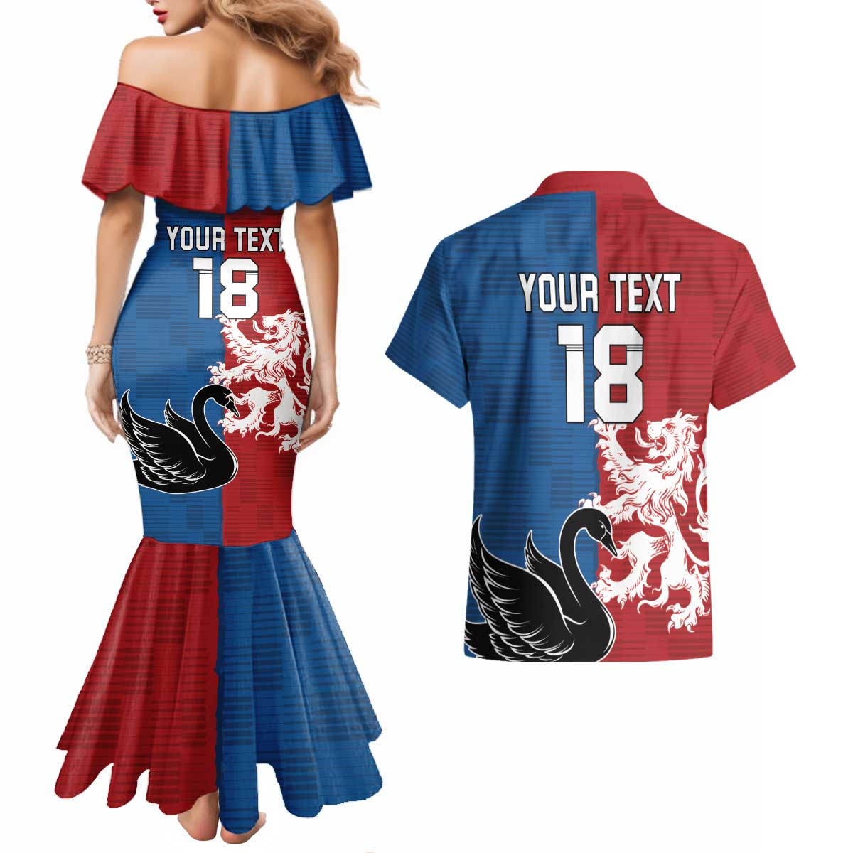 Custom British Lions Western Force Couples Matching Mermaid Dress and Hawaiian Shirt Unique Style - Wonder Print Shop