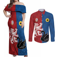 Custom British Lions Western Force Couples Matching Off Shoulder Maxi Dress and Long Sleeve Button Shirt Unique Style - Wonder Print Shop