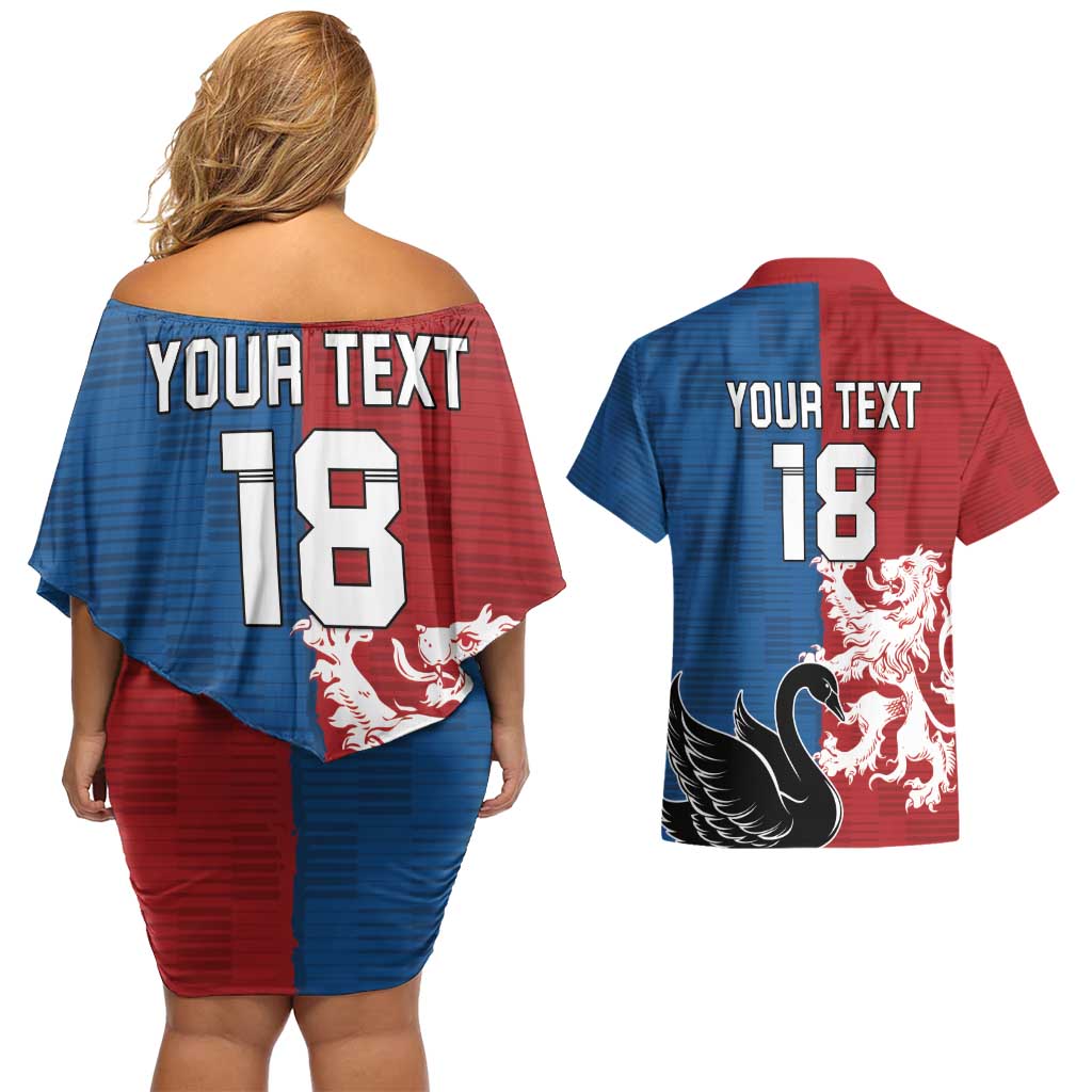 Custom British Lions Western Force Couples Matching Off Shoulder Short Dress and Hawaiian Shirt Unique Style - Wonder Print Shop