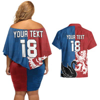 Custom British Lions Western Force Couples Matching Off Shoulder Short Dress and Hawaiian Shirt Unique Style - Wonder Print Shop