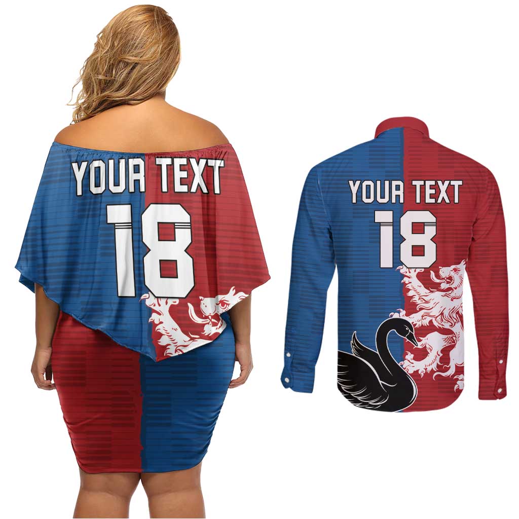 Custom British Lions Western Force Couples Matching Off Shoulder Short Dress and Long Sleeve Button Shirt Unique Style - Wonder Print Shop