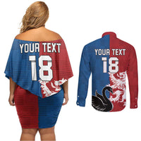 Custom British Lions Western Force Couples Matching Off Shoulder Short Dress and Long Sleeve Button Shirt Unique Style - Wonder Print Shop
