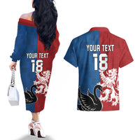 Custom British Lions Western Force Couples Matching Off The Shoulder Long Sleeve Dress and Hawaiian Shirt Unique Style - Wonder Print Shop