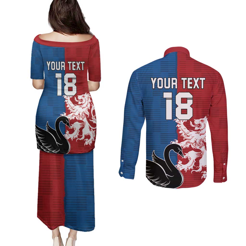Custom British Lions Western Force Couples Matching Puletasi and Long Sleeve Button Shirt Unique Style - Wonder Print Shop