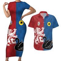 Custom British Lions Western Force Couples Matching Short Sleeve Bodycon Dress and Hawaiian Shirt Unique Style - Wonder Print Shop