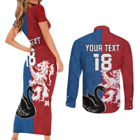 Custom British Lions Western Force Couples Matching Short Sleeve Bodycon Dress and Long Sleeve Button Shirt Unique Style - Wonder Print Shop
