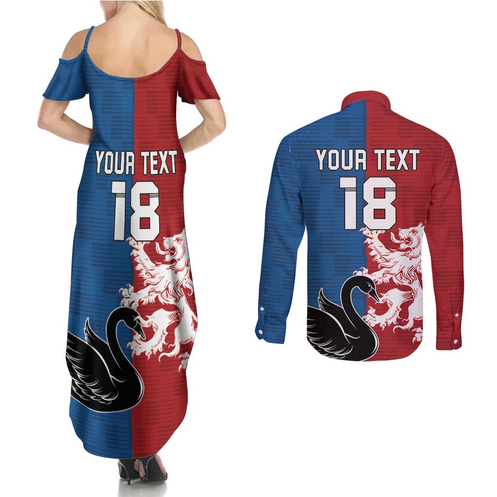 Custom British Lions Western Force Couples Matching Summer Maxi Dress and Long Sleeve Button Shirt Unique Style - Wonder Print Shop