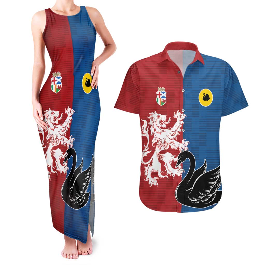 Custom British Lions Western Force Couples Matching Tank Maxi Dress and Hawaiian Shirt Unique Style - Wonder Print Shop
