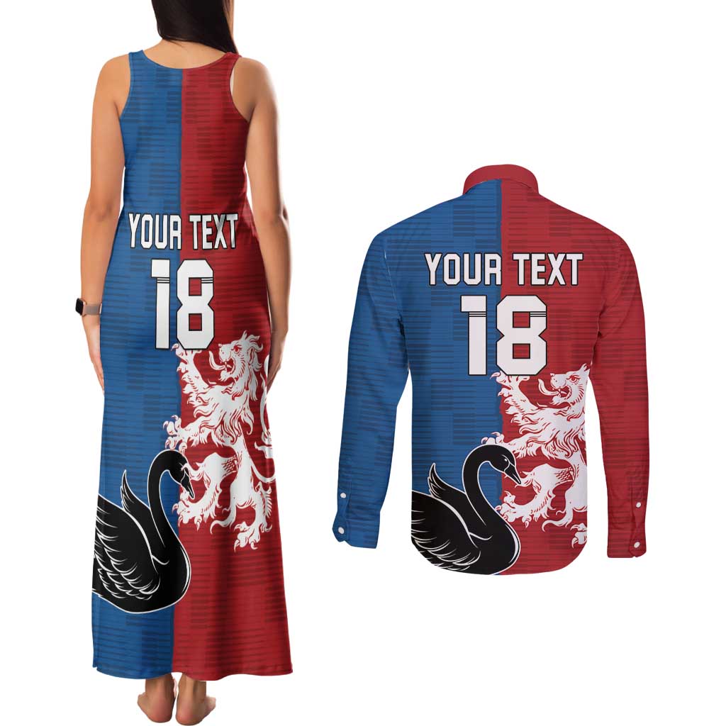 Custom British Lions Western Force Couples Matching Tank Maxi Dress and Long Sleeve Button Shirt Unique Style - Wonder Print Shop