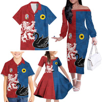 Custom British Lions Western Force Family Matching Off The Shoulder Long Sleeve Dress and Hawaiian Shirt Unique Style - Wonder Print Shop