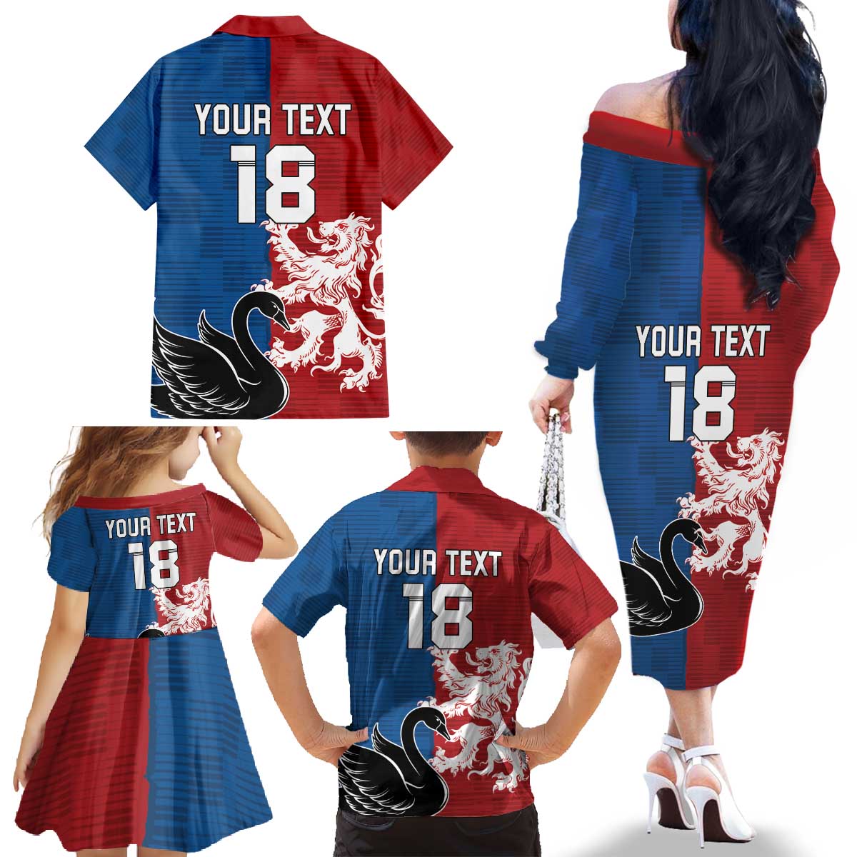 Custom British Lions Western Force Family Matching Off The Shoulder Long Sleeve Dress and Hawaiian Shirt Unique Style - Wonder Print Shop
