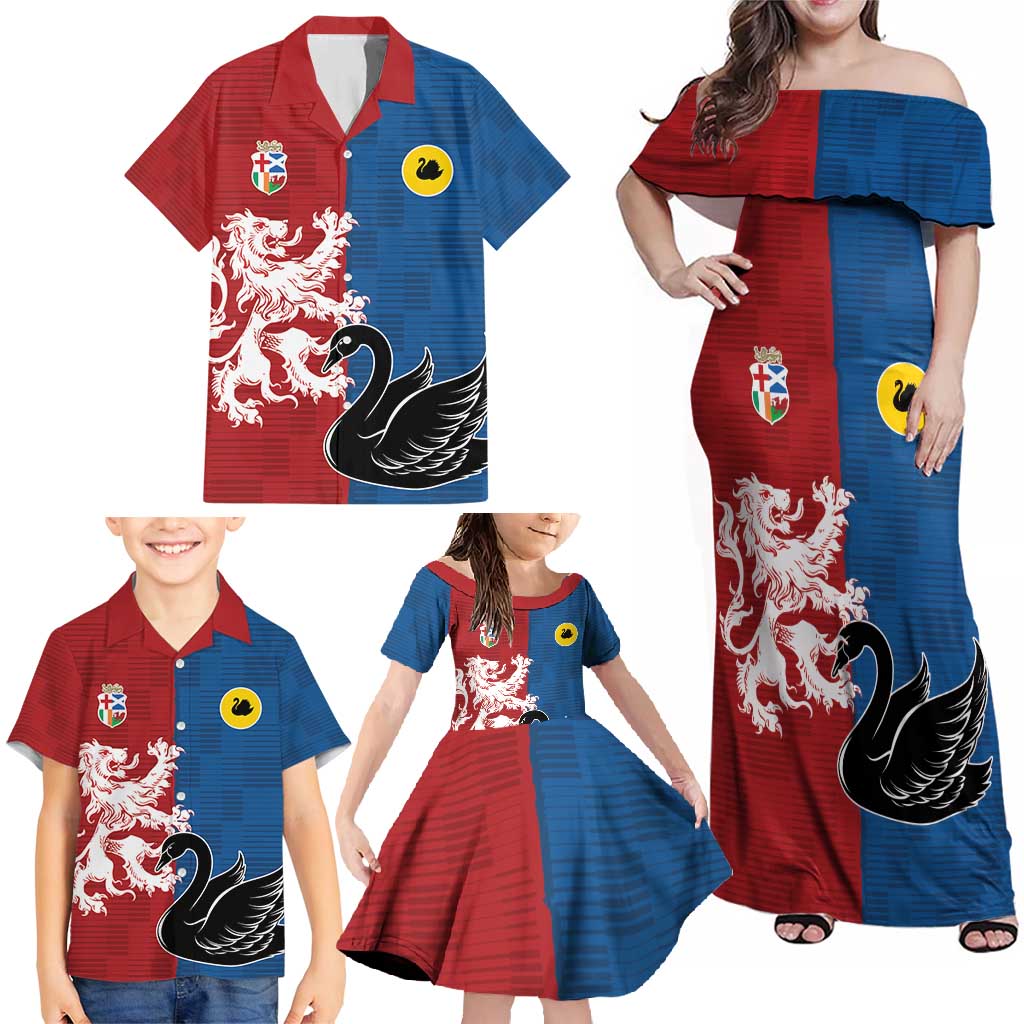 Custom British Lions Western Force Family Matching Off Shoulder Maxi Dress and Hawaiian Shirt Unique Style - Wonder Print Shop