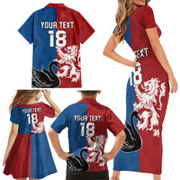 Custom British Lions Western Force Family Matching Short Sleeve Bodycon Dress and Hawaiian Shirt Unique Style - Wonder Print Shop