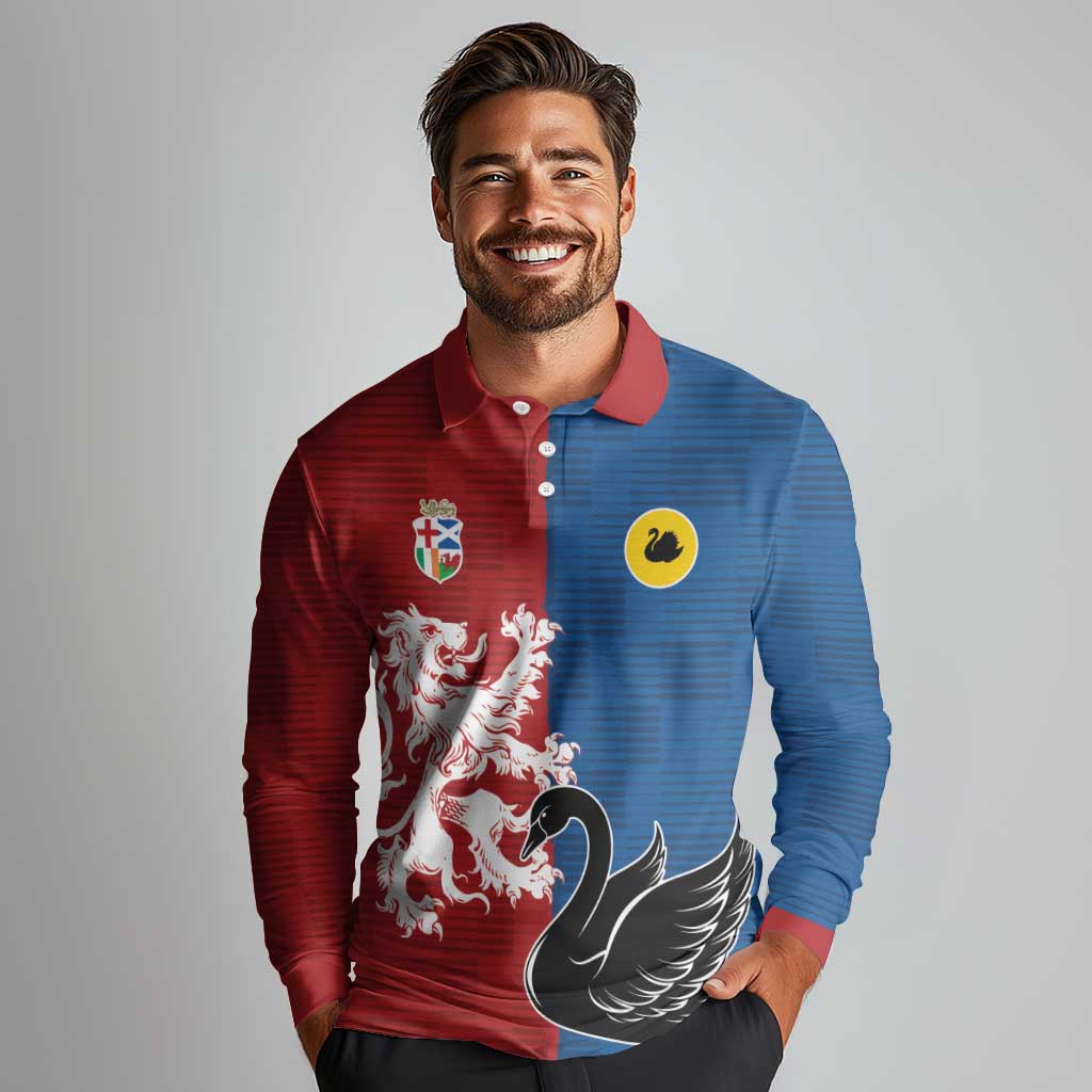 Custom British Lions Western Force Long Sleeve Polo Shirt Unique Style - Wonder Print Shop