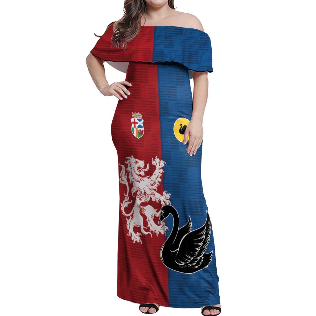 Custom British Lions Western Force Off Shoulder Maxi Dress Unique Style - Wonder Print Shop