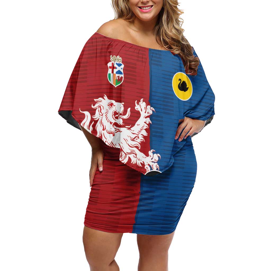 Custom British Lions Western Force Off Shoulder Short Dress Unique Style - Wonder Print Shop