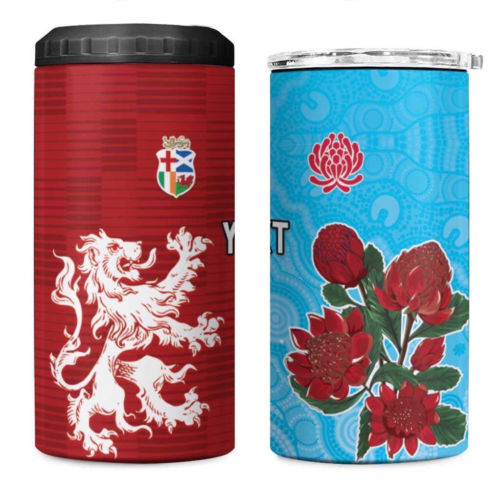 Custom British Lions Waratahs 4 in 1 Can Cooler Tumbler Unique Style - Wonder Print Shop