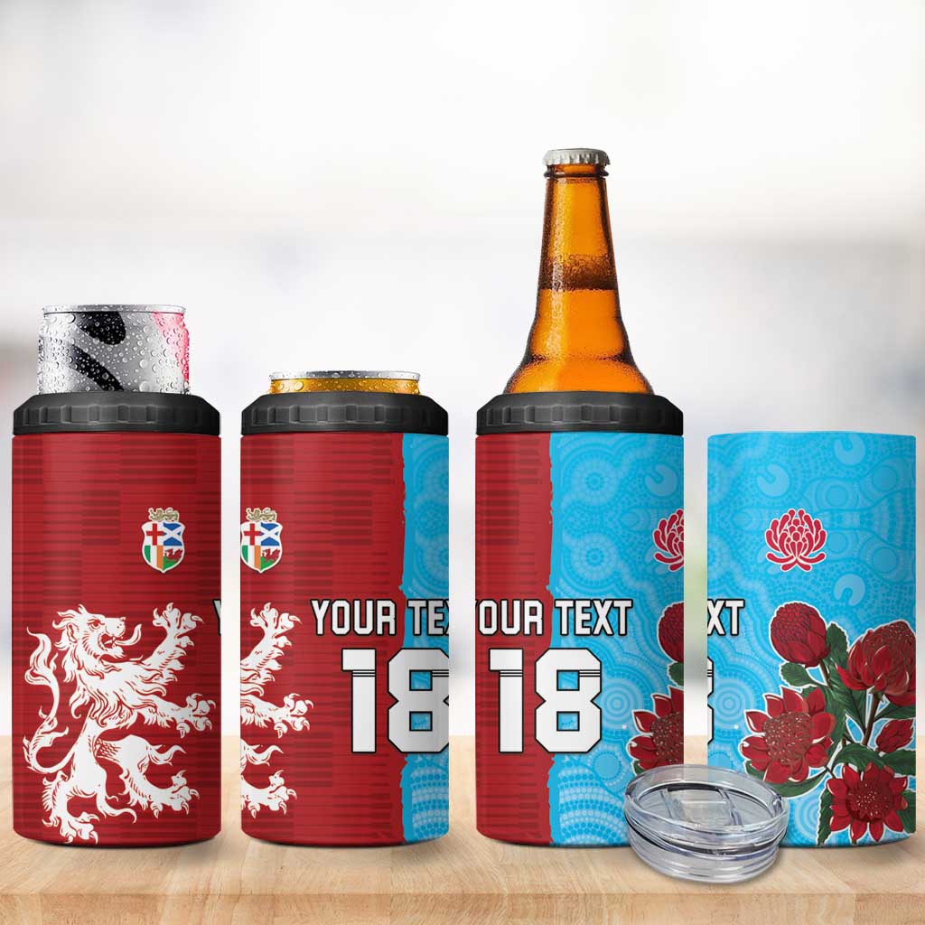 Custom British Lions Waratahs 4 in 1 Can Cooler Tumbler Unique Style - Wonder Print Shop