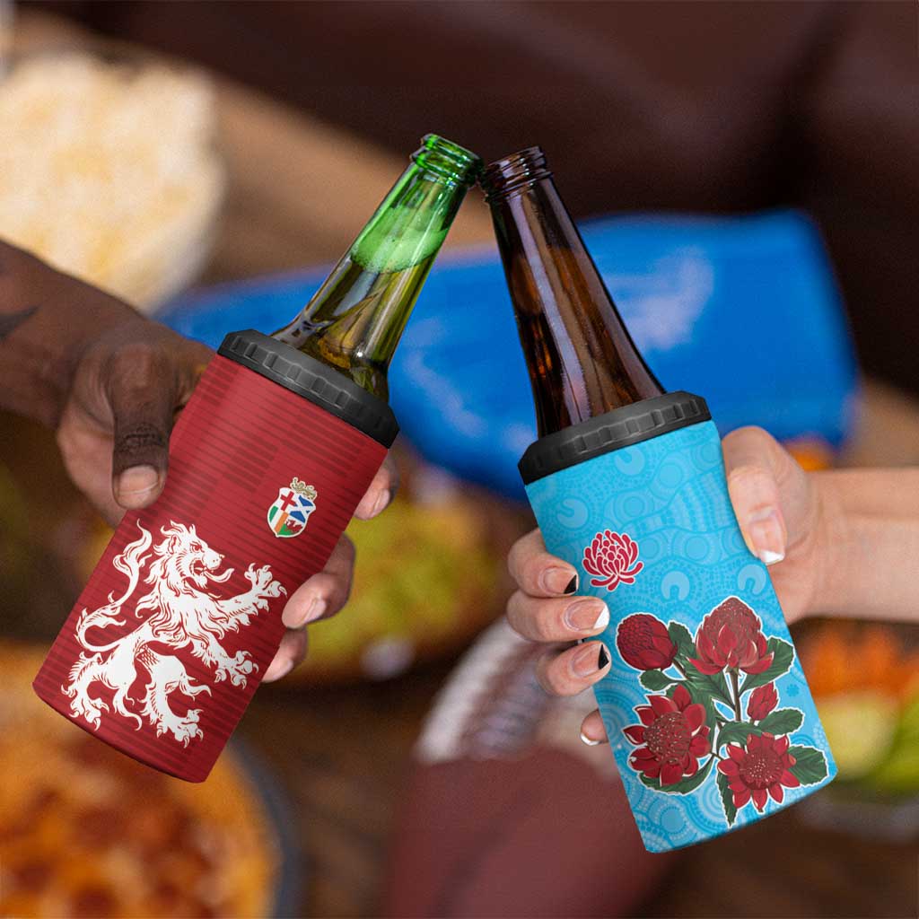 Custom British Lions Waratahs 4 in 1 Can Cooler Tumbler Unique Style - Wonder Print Shop