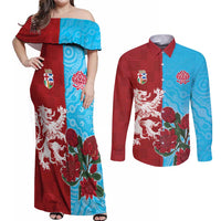 Custom British Lions Waratahs Couples Matching Off Shoulder Maxi Dress and Long Sleeve Button Shirt Unique Style - Wonder Print Shop