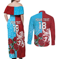 Custom British Lions Waratahs Couples Matching Off Shoulder Maxi Dress and Long Sleeve Button Shirt Unique Style - Wonder Print Shop