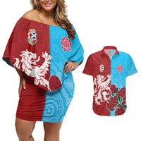 Custom British Lions Waratahs Couples Matching Off Shoulder Short Dress and Hawaiian Shirt Unique Style - Wonder Print Shop