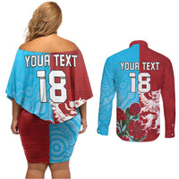 Custom British Lions Waratahs Couples Matching Off Shoulder Short Dress and Long Sleeve Button Shirt Unique Style - Wonder Print Shop