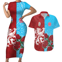 Custom British Lions Waratahs Couples Matching Short Sleeve Bodycon Dress and Hawaiian Shirt Unique Style - Wonder Print Shop