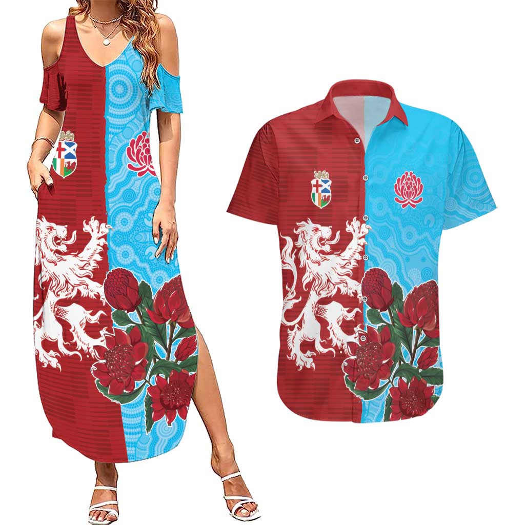 Custom British Lions Waratahs Couples Matching Summer Maxi Dress and Hawaiian Shirt Unique Style - Wonder Print Shop