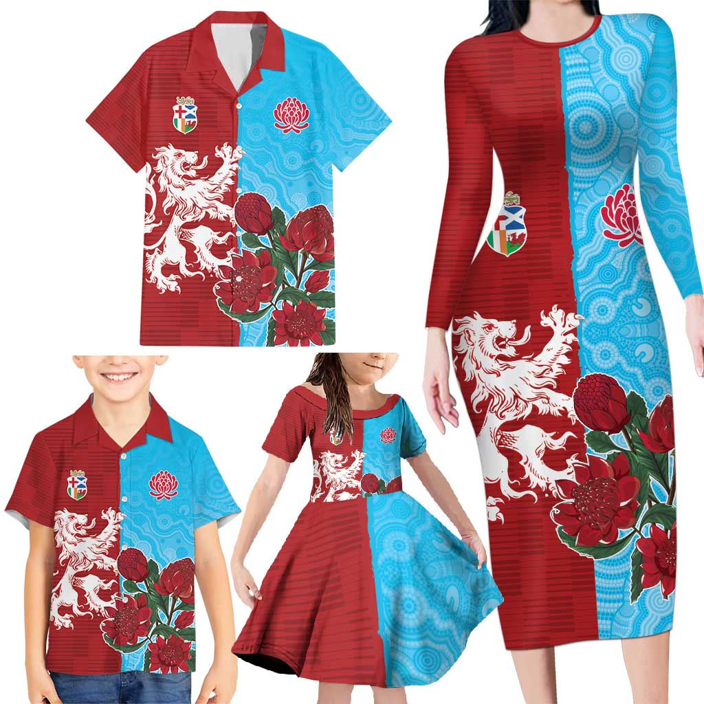 Custom British Lions Waratahs Family Matching Long Sleeve Bodycon Dress and Hawaiian Shirt Unique Style - Wonder Print Shop