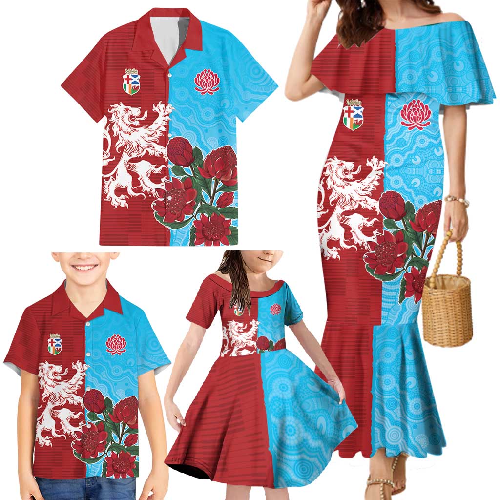 Custom British Lions Waratahs Family Matching Mermaid Dress and Hawaiian Shirt Unique Style - Wonder Print Shop