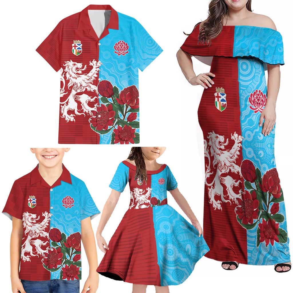 Custom British Lions Waratahs Family Matching Off Shoulder Maxi Dress and Hawaiian Shirt Unique Style - Wonder Print Shop