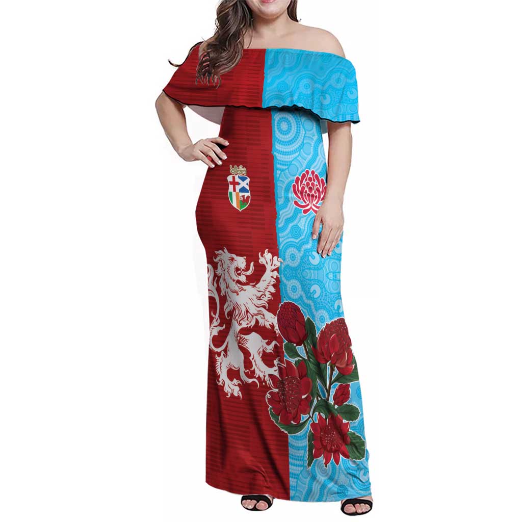 Custom British Lions Waratahs Family Matching Off Shoulder Maxi Dress and Hawaiian Shirt Unique Style - Wonder Print Shop