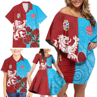 Custom British Lions Waratahs Family Matching Off Shoulder Short Dress and Hawaiian Shirt Unique Style - Wonder Print Shop