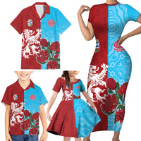 Custom British Lions Waratahs Family Matching Short Sleeve Bodycon Dress and Hawaiian Shirt Unique Style - Wonder Print Shop