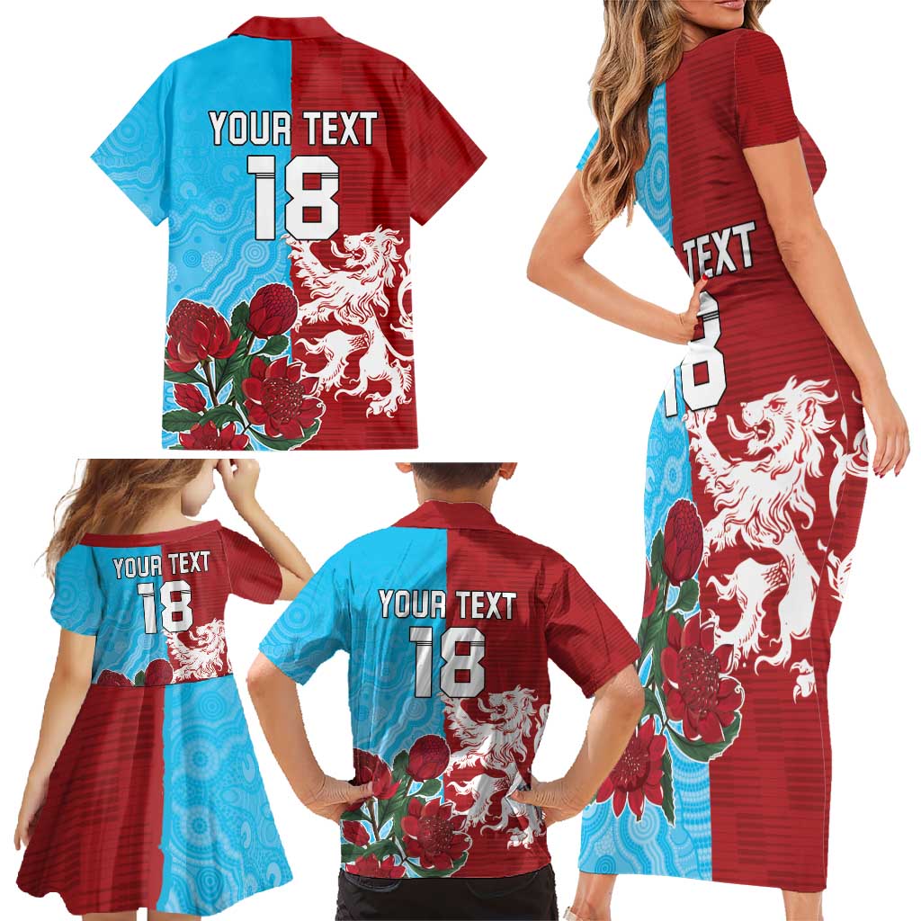 Custom British Lions Waratahs Family Matching Short Sleeve Bodycon Dress and Hawaiian Shirt Unique Style - Wonder Print Shop