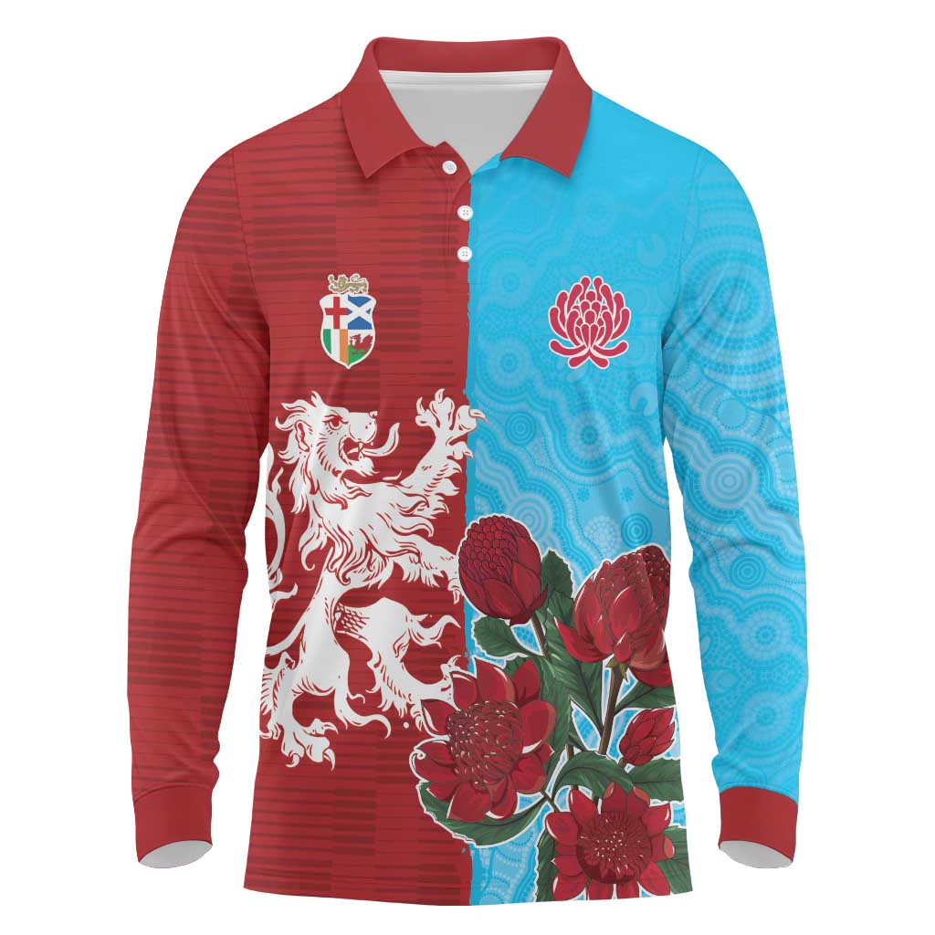 Custom British Lions Waratahs Long Sleeve Polo Shirt Unique Style - Wonder Print Shop