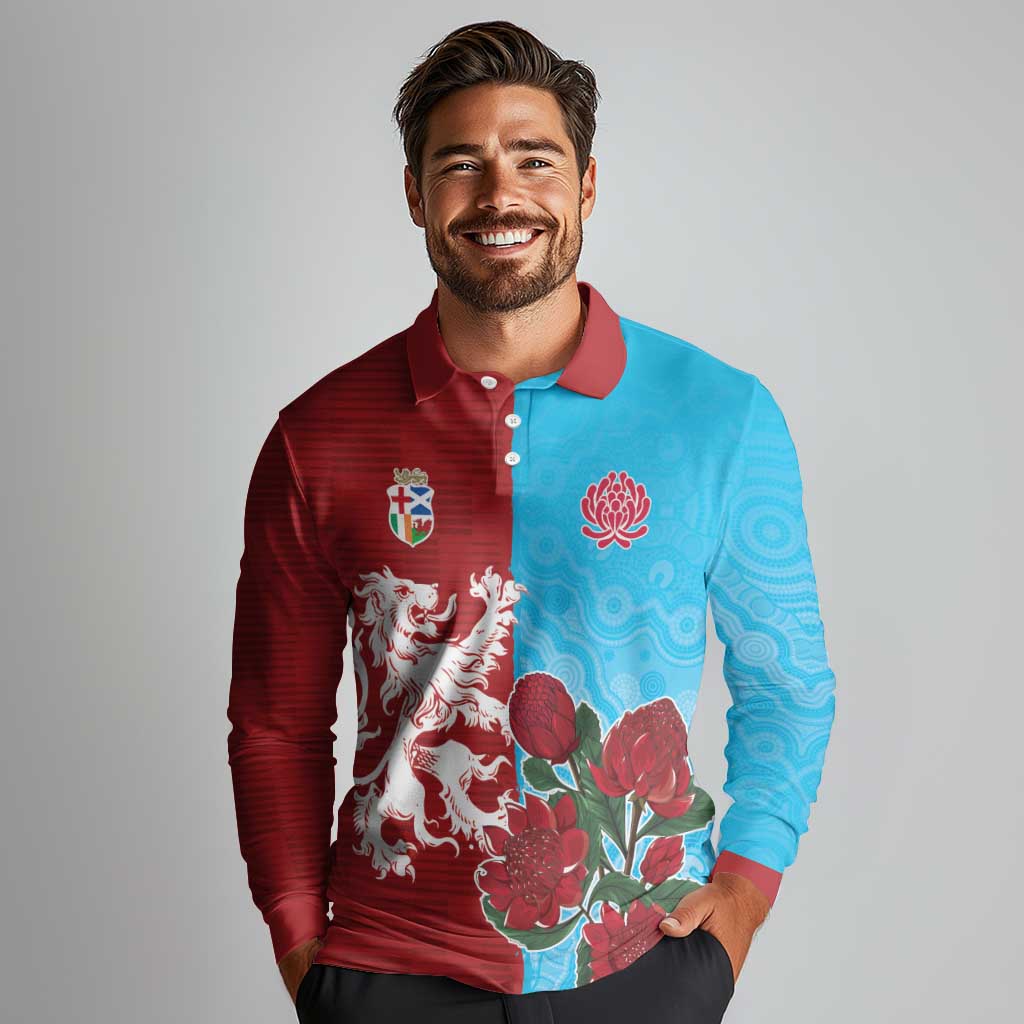 Custom British Lions Waratahs Long Sleeve Polo Shirt Unique Style - Wonder Print Shop